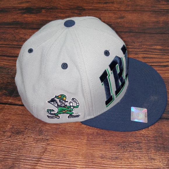 Notre Dame Fighting Irish Top of the World Embroidered Wool Blend Snap Back Gray - Picture 2 of 7